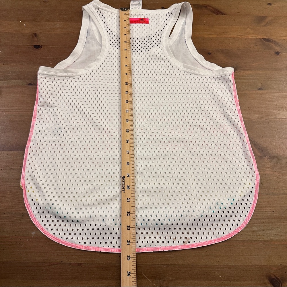 NWT Women's Adidas StellaSport Stella McCartney White Rainbow Mesh Tank Small - Picture 16 of 16